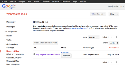 Reincluding removed url in Google