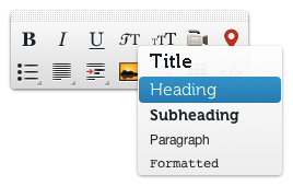 Text styling toolbar in Edicy